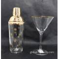China glass cocktail shaker with martini glasses set Supplier